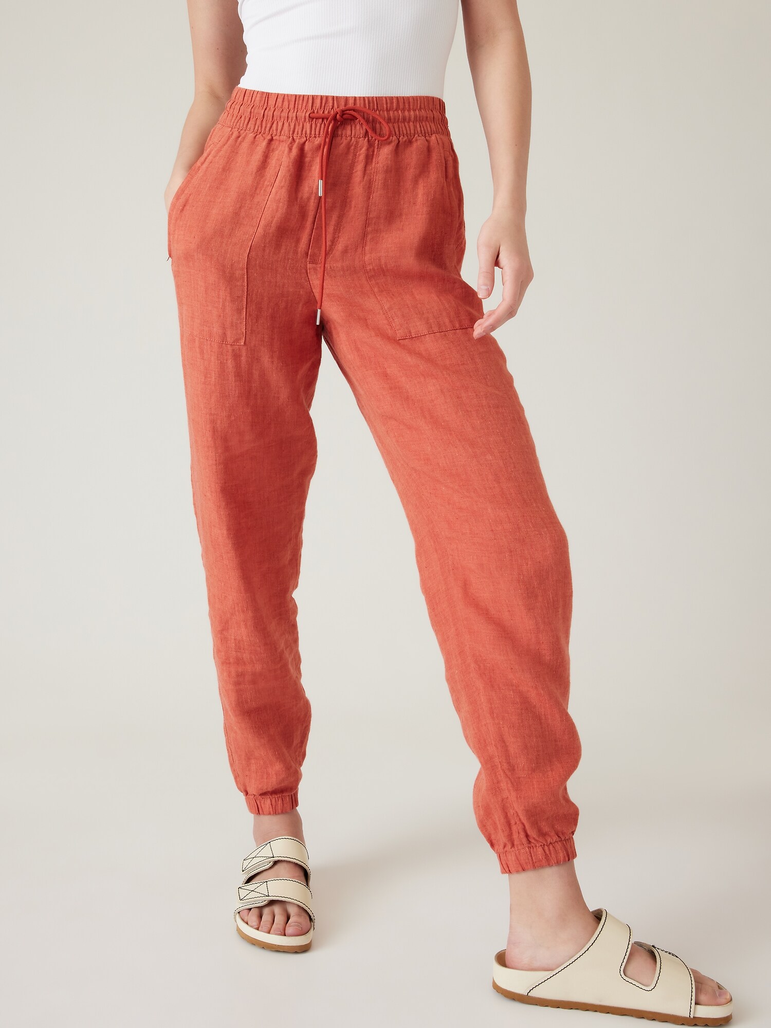 Athleta Retreat Linen Jogger orange. 1