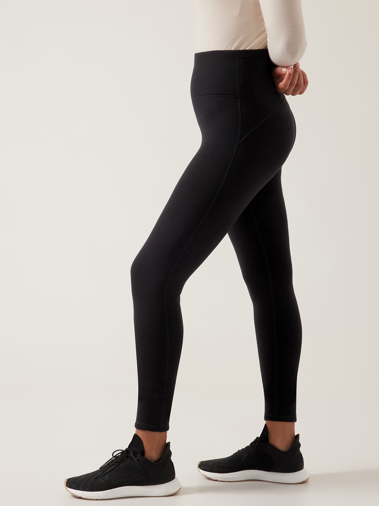 Athleta Woman's Sz XXS Gray & Black Fleece-Lined Leggings Zip