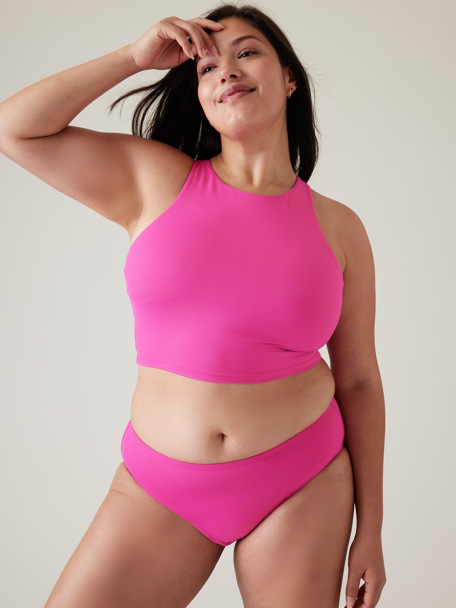 Athleta Conscious Crop Bikini Top D&#45Dd pink. 1
