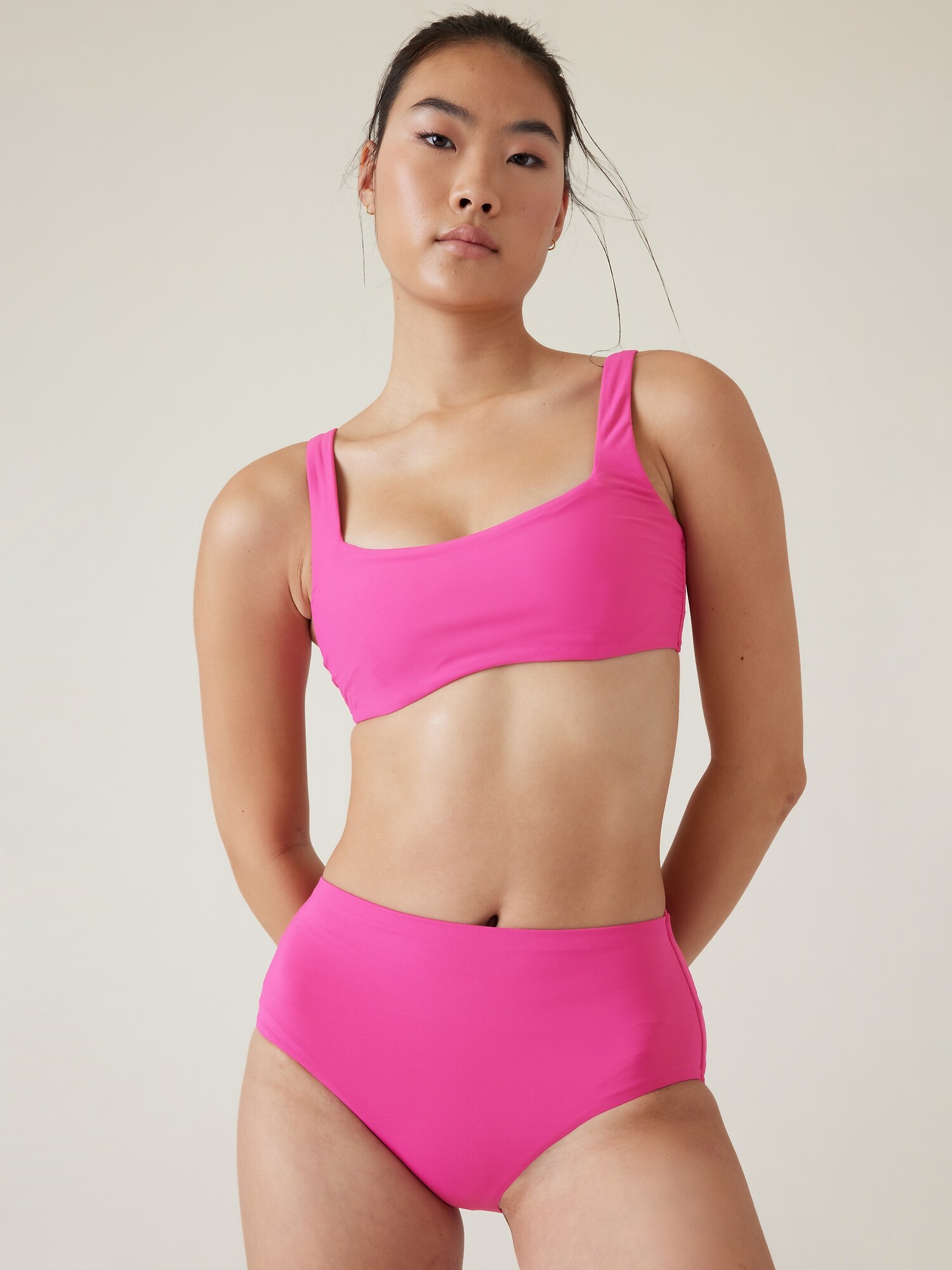 Athleta Square Neck Bra Cup Bikini Top pink. 1