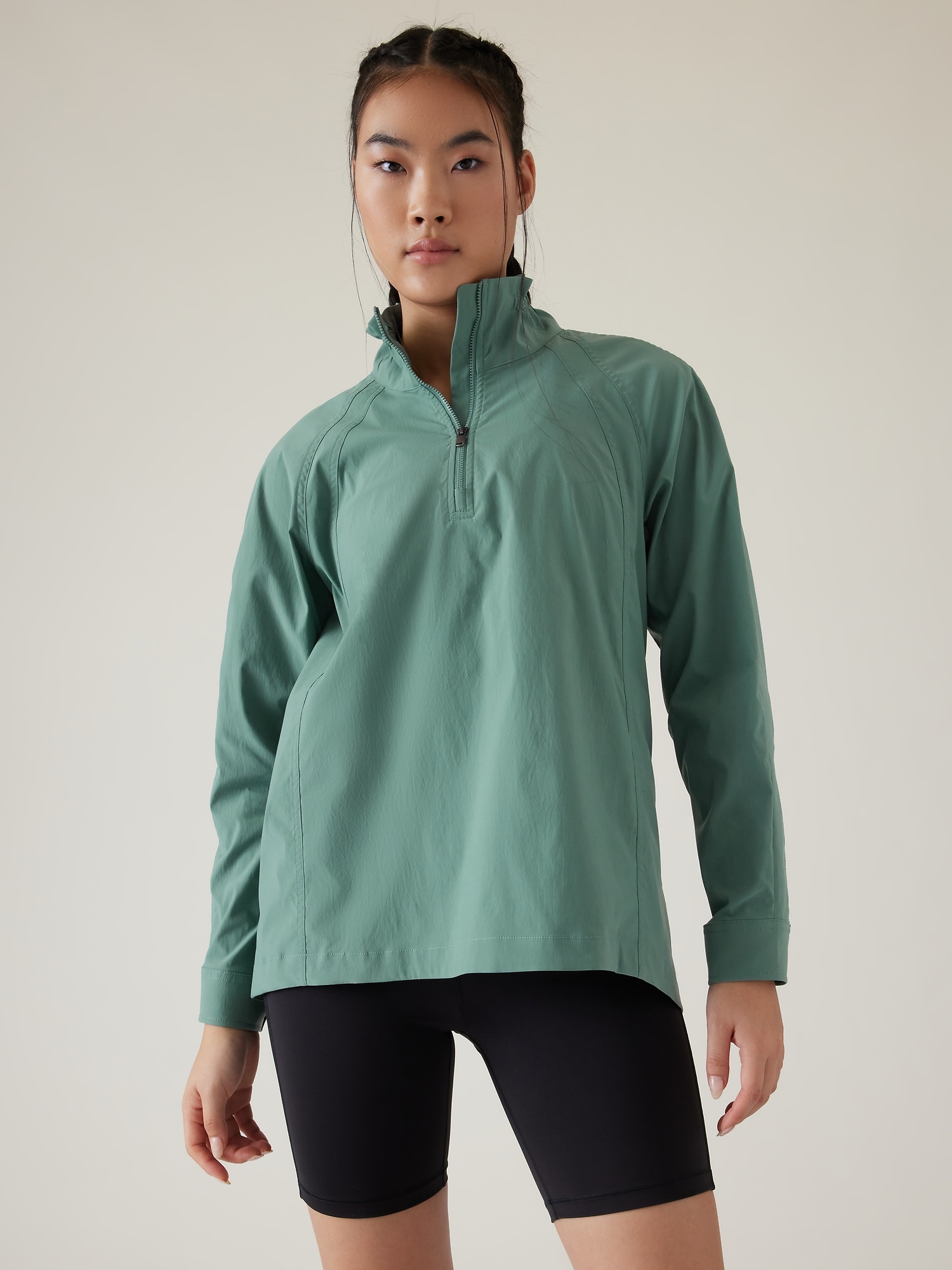 Athleta Advantage Poplin Top green. 1