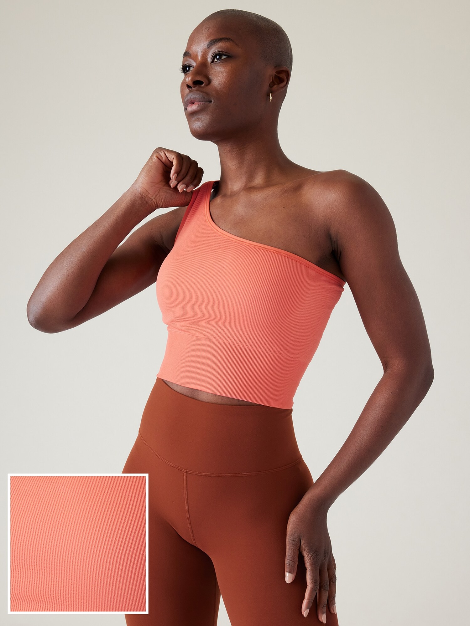 Athleta Aurora Seamless One Shoulder Tank orange. 1