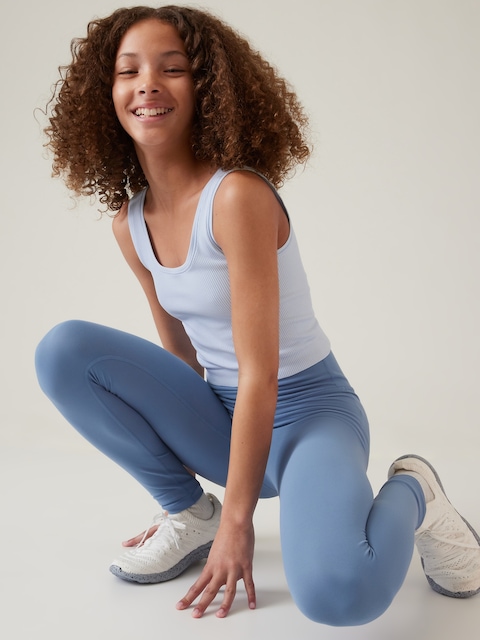 Athleta Girl Rise Above Rib Crop Tank - Sea Fog Blue