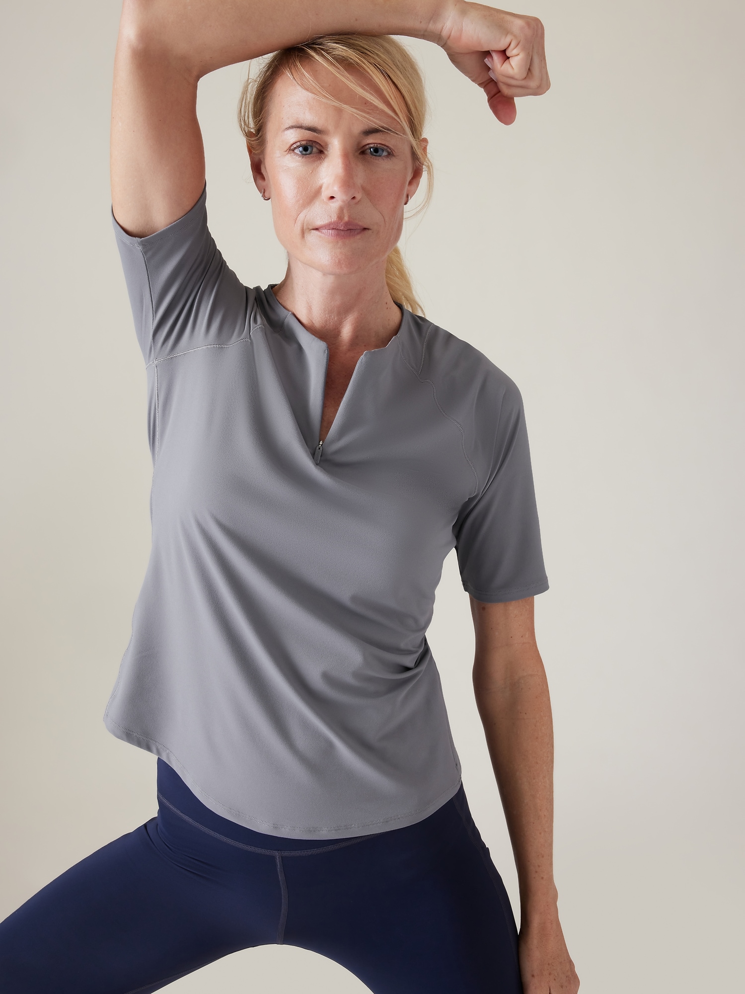 Athleta Sunchaser UPF 3/4 Sleeve Tee blue. 1