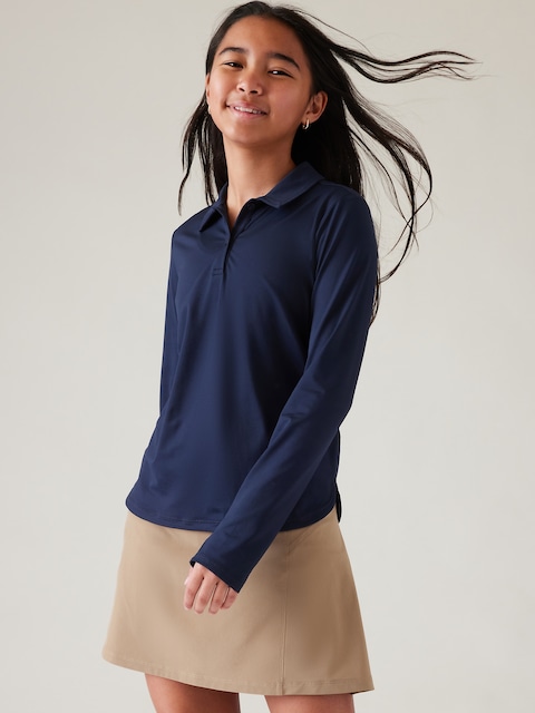 Athleta Girl School Day Long Sleeve Polo - Blue