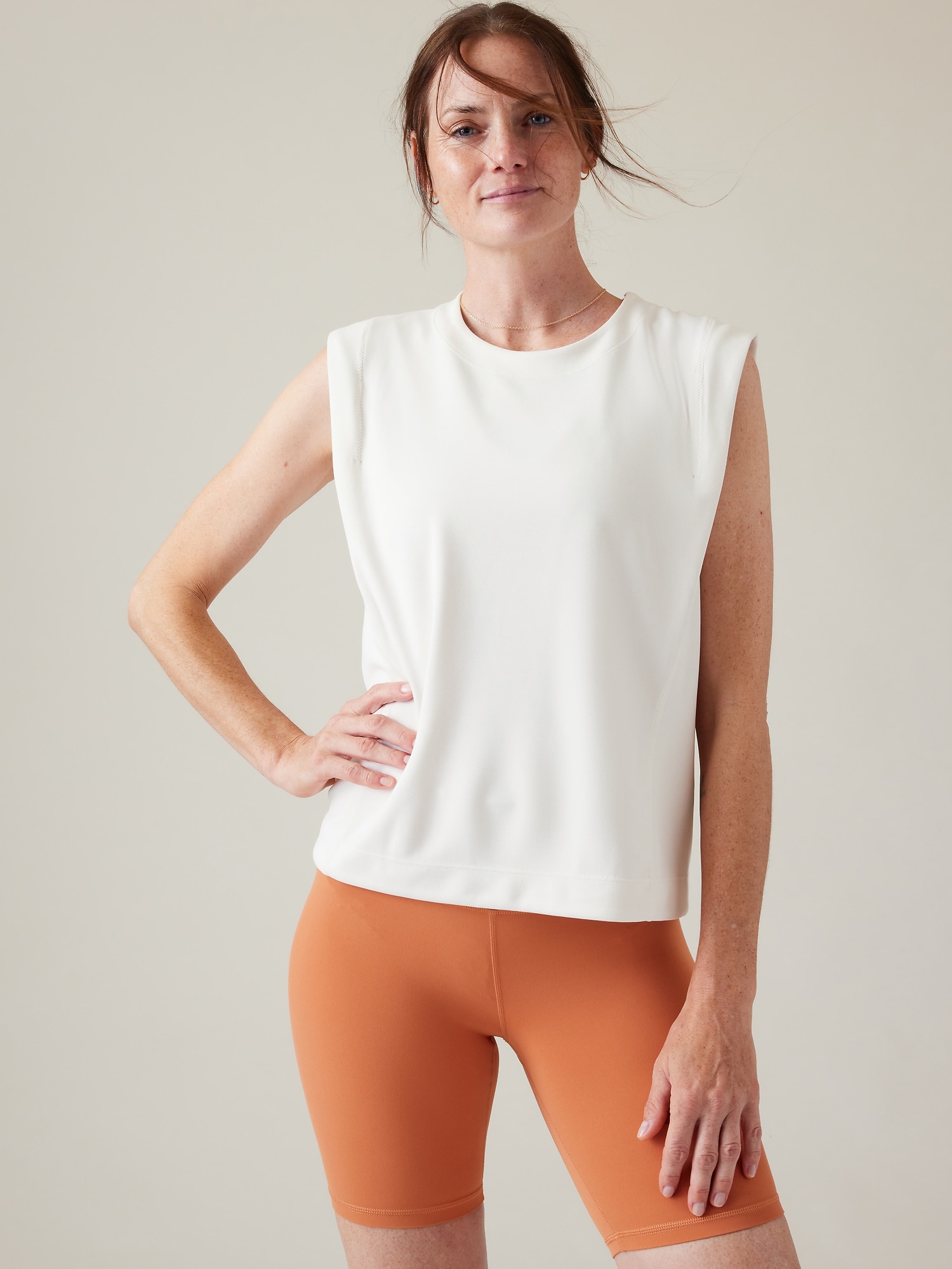Athleta Seasoft Tank Sweatshirt white. 1