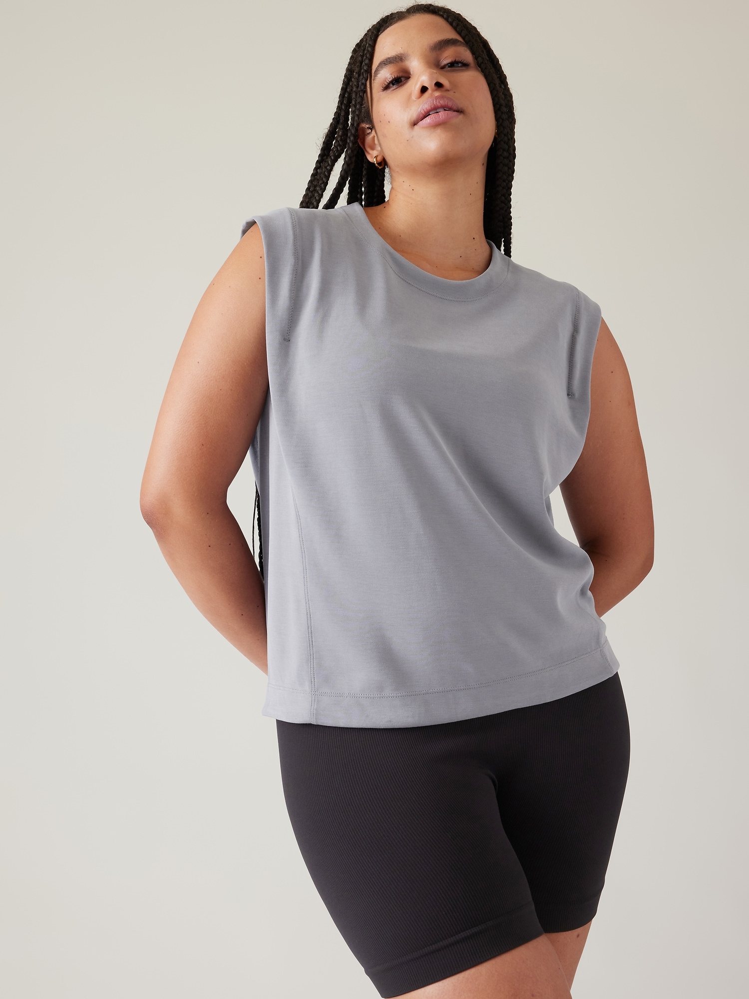 Athleta Seasoft Tank Sweatshirt blue. 1