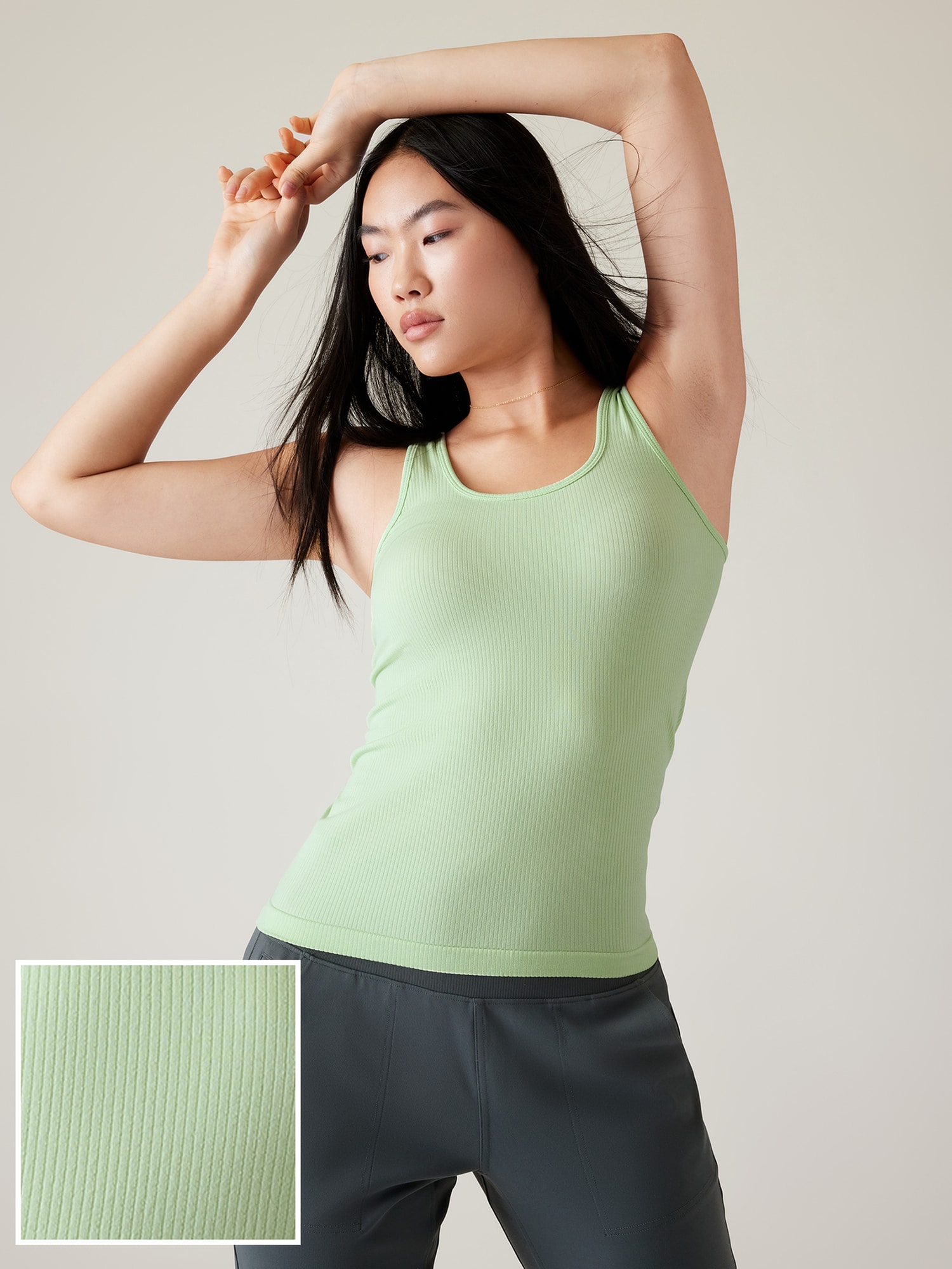 Athleta Renew Seamless Scoop Tank green. 1