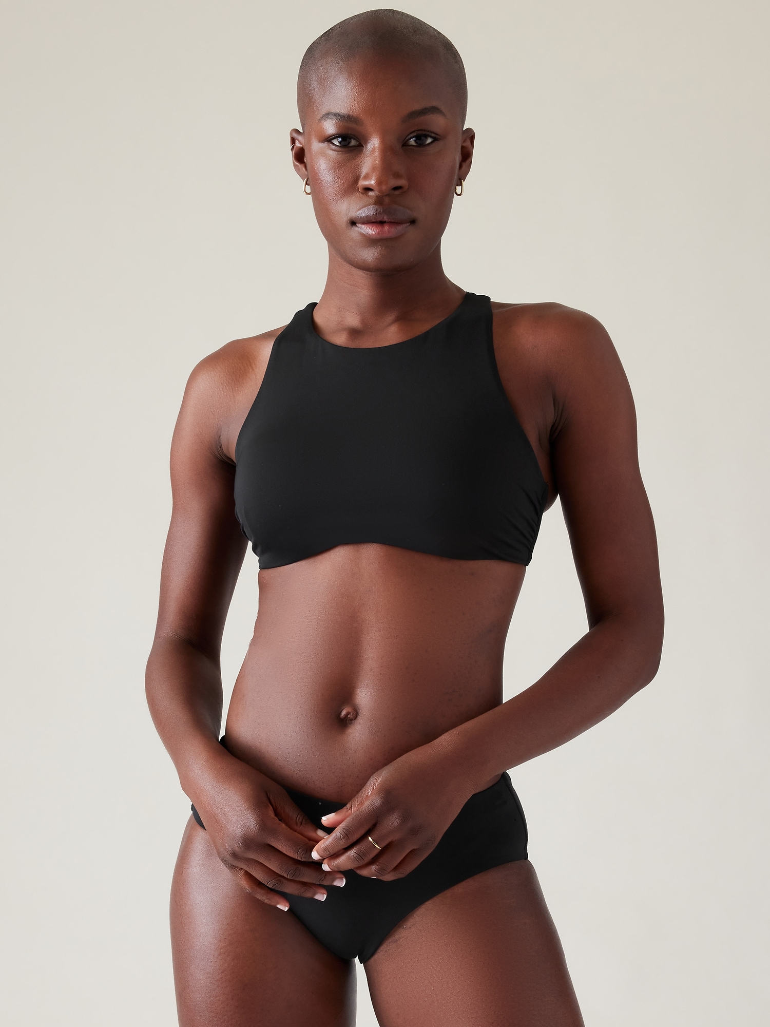 NWT Athleta Macrame T-Back Bra Cup Bikini,Black SIZE 32B/C 32 B/C #210995  T071 