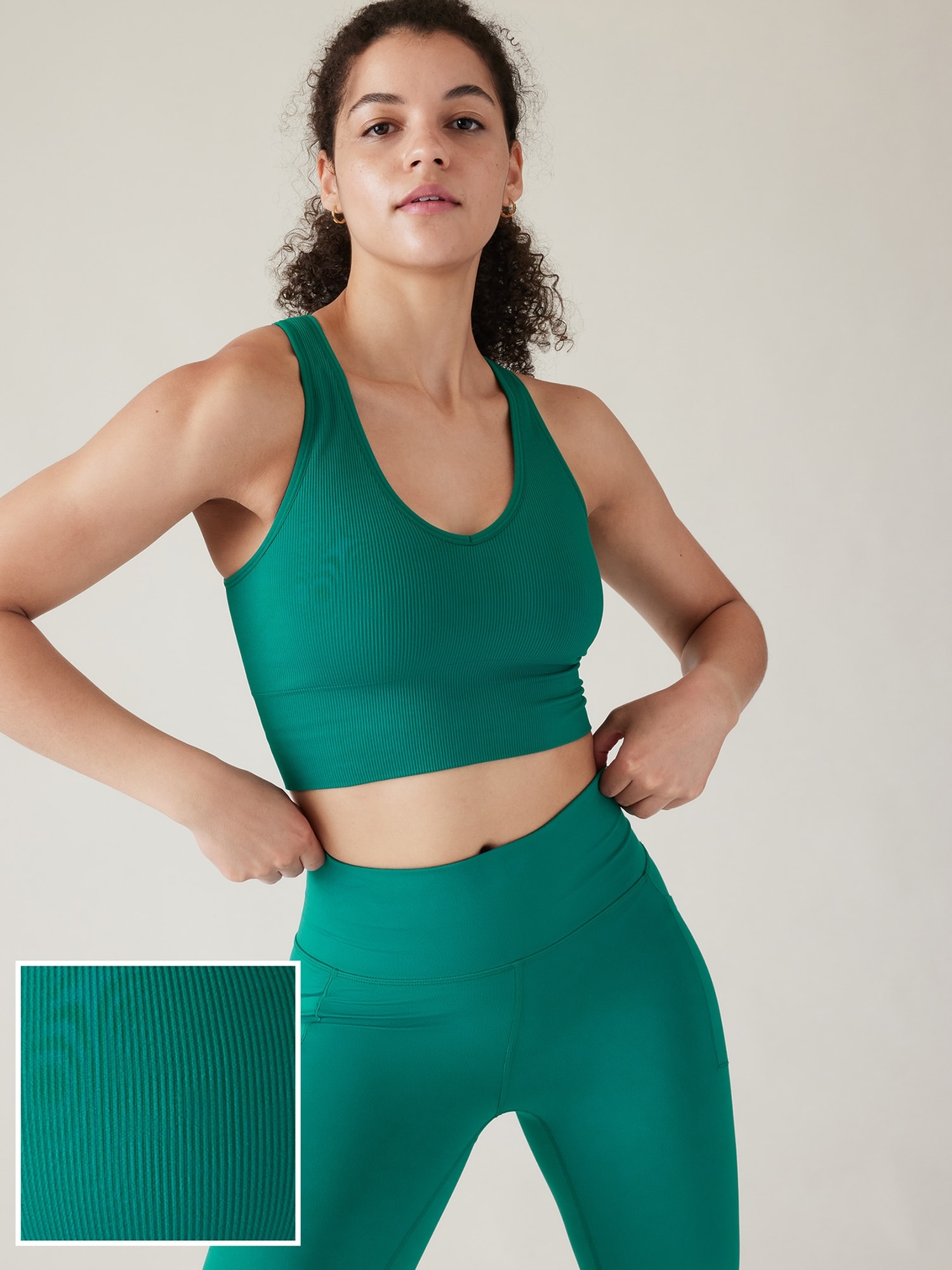 Athleta Aurora Seamless Crop Rib Tank green. 1