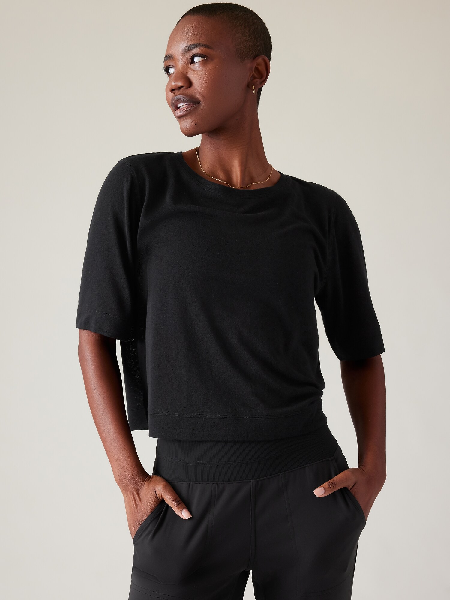 Athleta Breezy Serene Tee black. 1