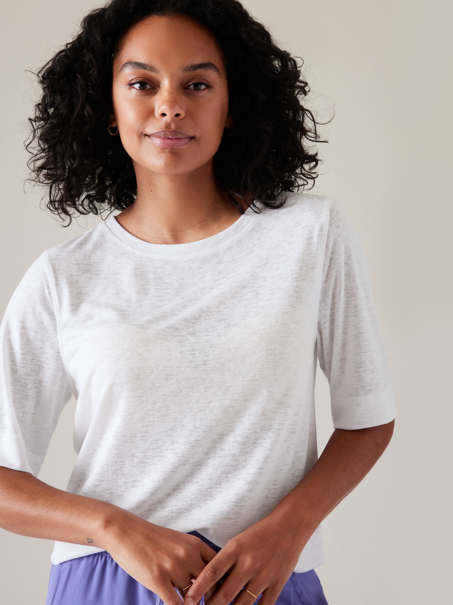 Athleta Breezy Serene Tee white. 1