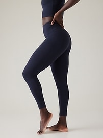 Athleta blue dotted mesh powervita navy leggings size small lace cutout  tights - $40 - From Karis