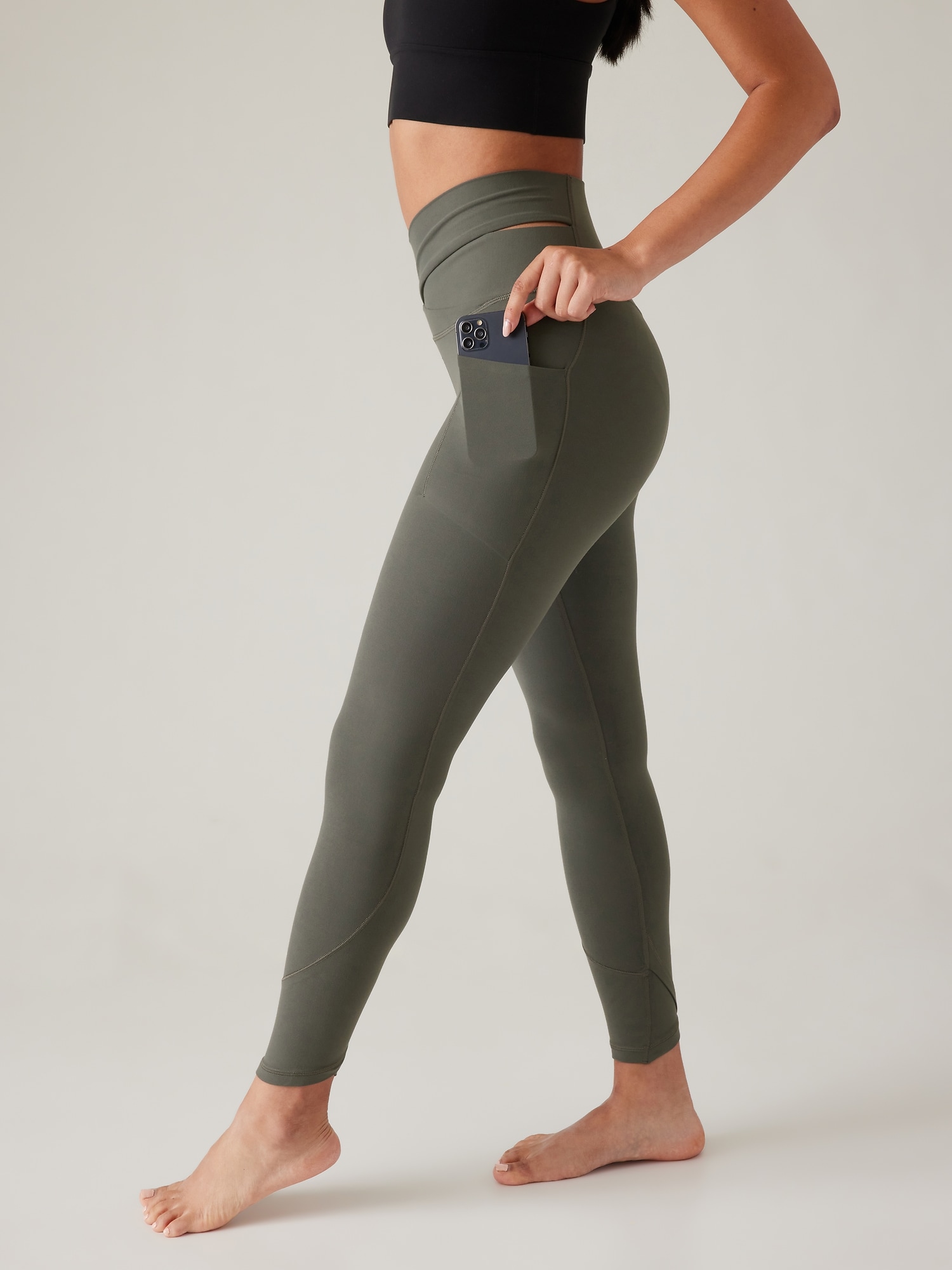 Sage Green Crossover Legging With Pockets