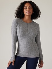 Gap Fit Shirt Womens XS Motion Seamless Active Long Sleeve Thumbholes Top  Gray