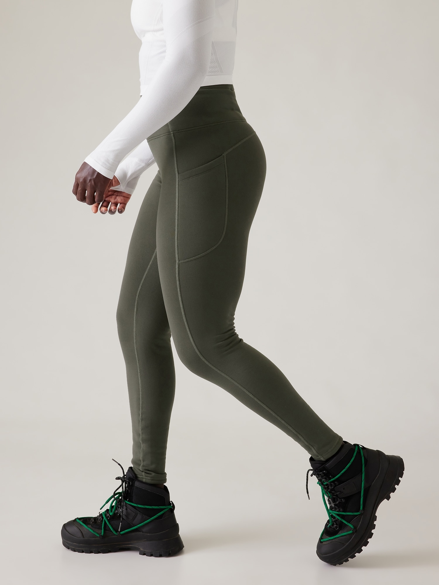 Athleta, Pants & Jumpsuits, Athleta Polartec Power Lift Tight Fleece  Lined Legging Gray Size Xxs