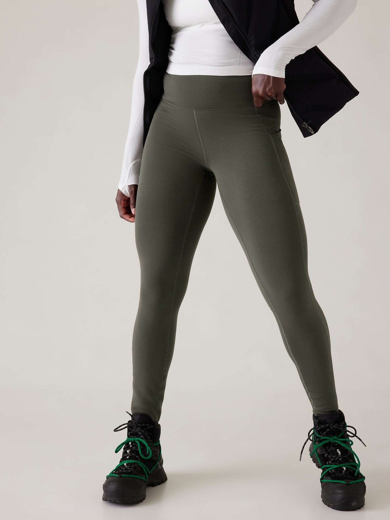 Arkansas Tech Women's Plus Size Color Block Yoga Leggings - Green