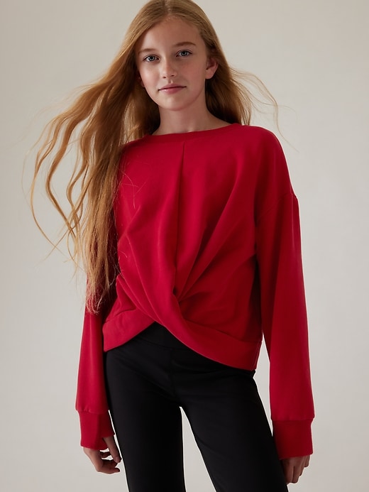 Image number 1 showing, Athleta Girl Retroplush Twist Sweatshirt