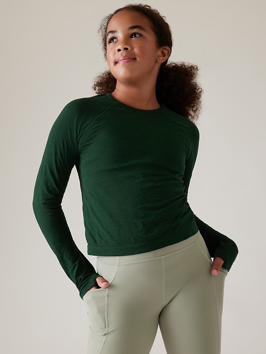 Image number 1 showing, Athleta Girl Power Up Seamless Sport Length Top