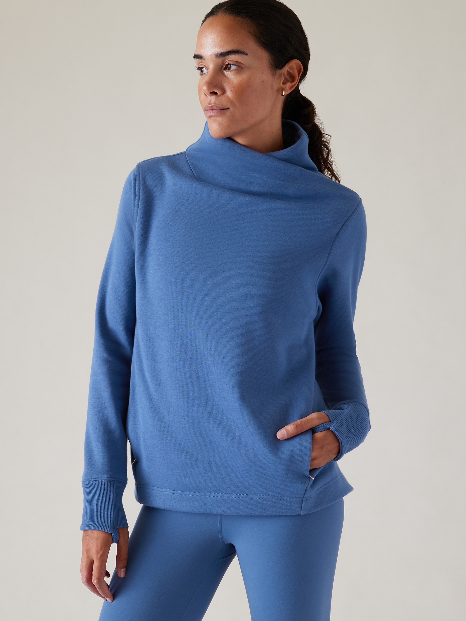 Athleta Cozy Karma Twist Neck Sweatshirt, Dark Sardina Blue, Size 2X(Plus),  NWT