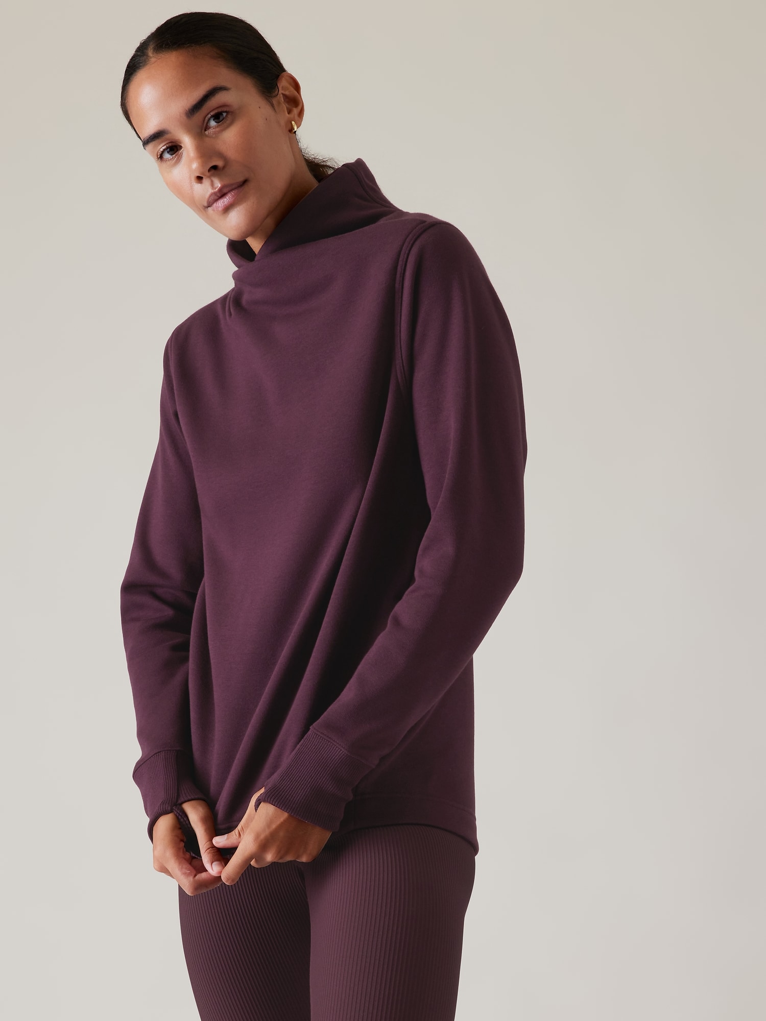 Cozy Karma Twist Neck Sweatshirt - Purple