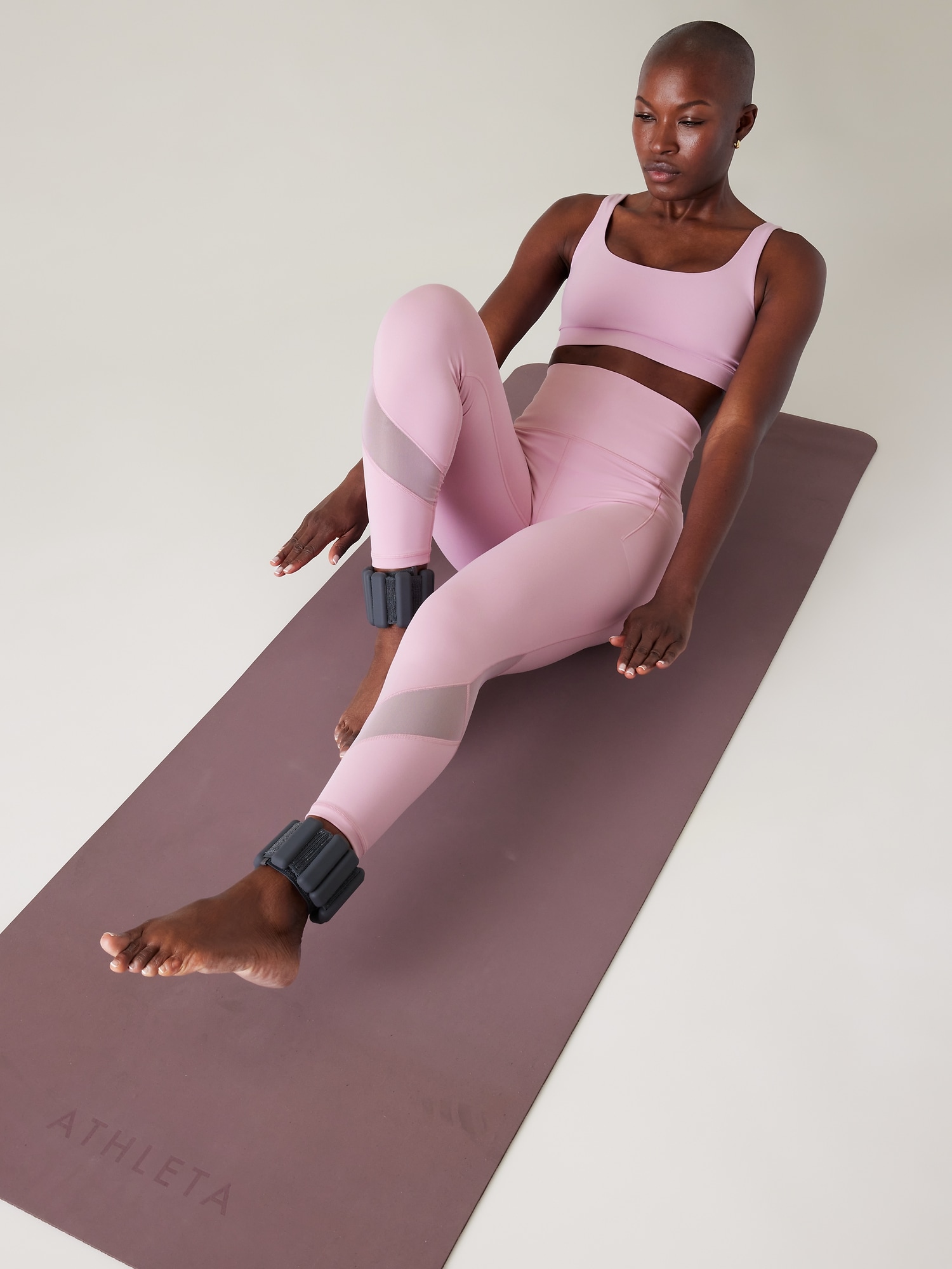 Athleta Women's Gray Relay Tight Yoga Mesh Ankle Leggings W