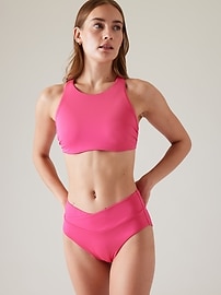 NWT Athleta BIKINI TOP athletic pink purple striped bra top bathing swimsuit  XXS