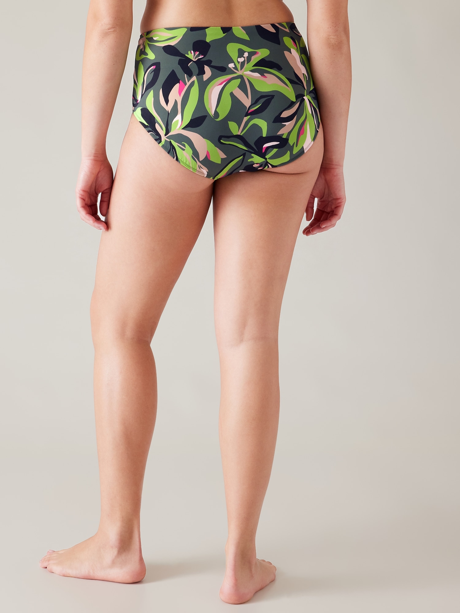 High Waist Bikini Bottom in Lurex Green - Sauipe Swim