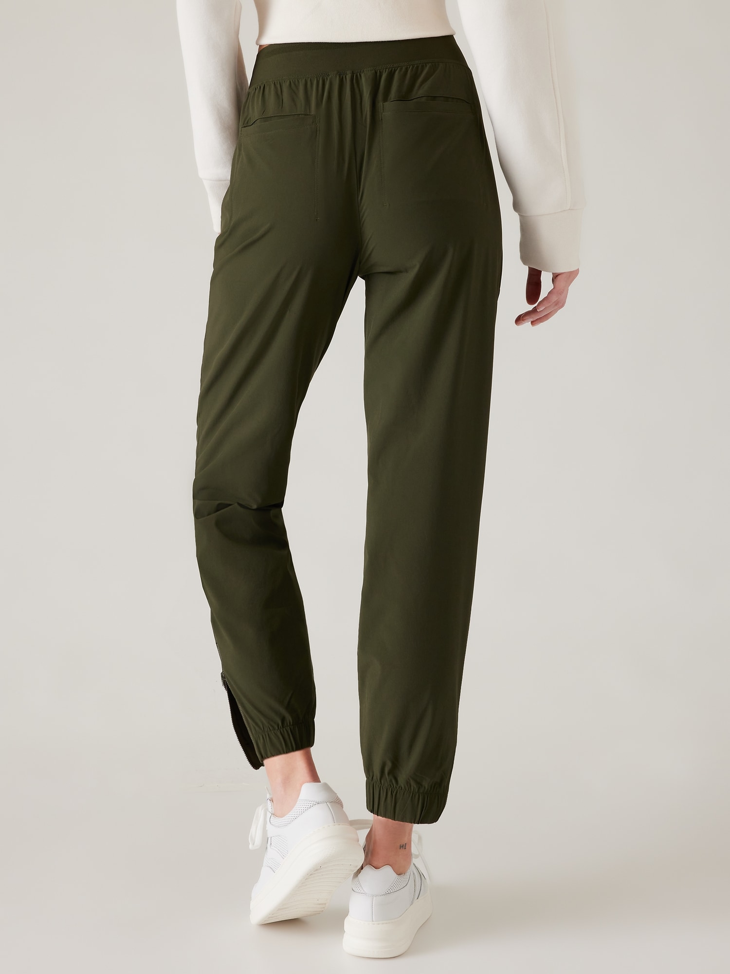 Athleta Olive Green Women's Pants With Zipper Pockets & Legs Size 2 