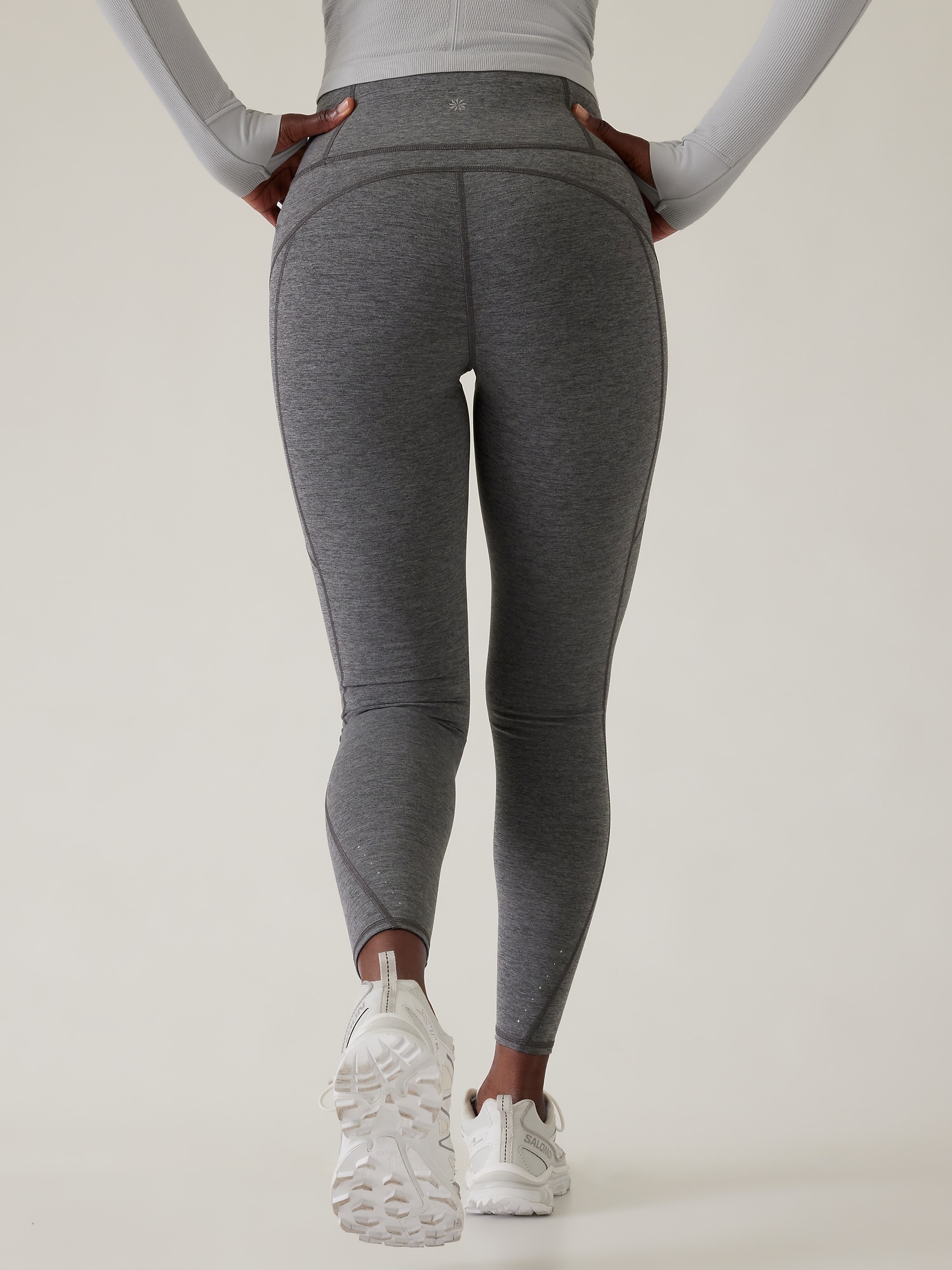 Athleta + Rainier Tight – Spliced Floral Minimalistic Grey