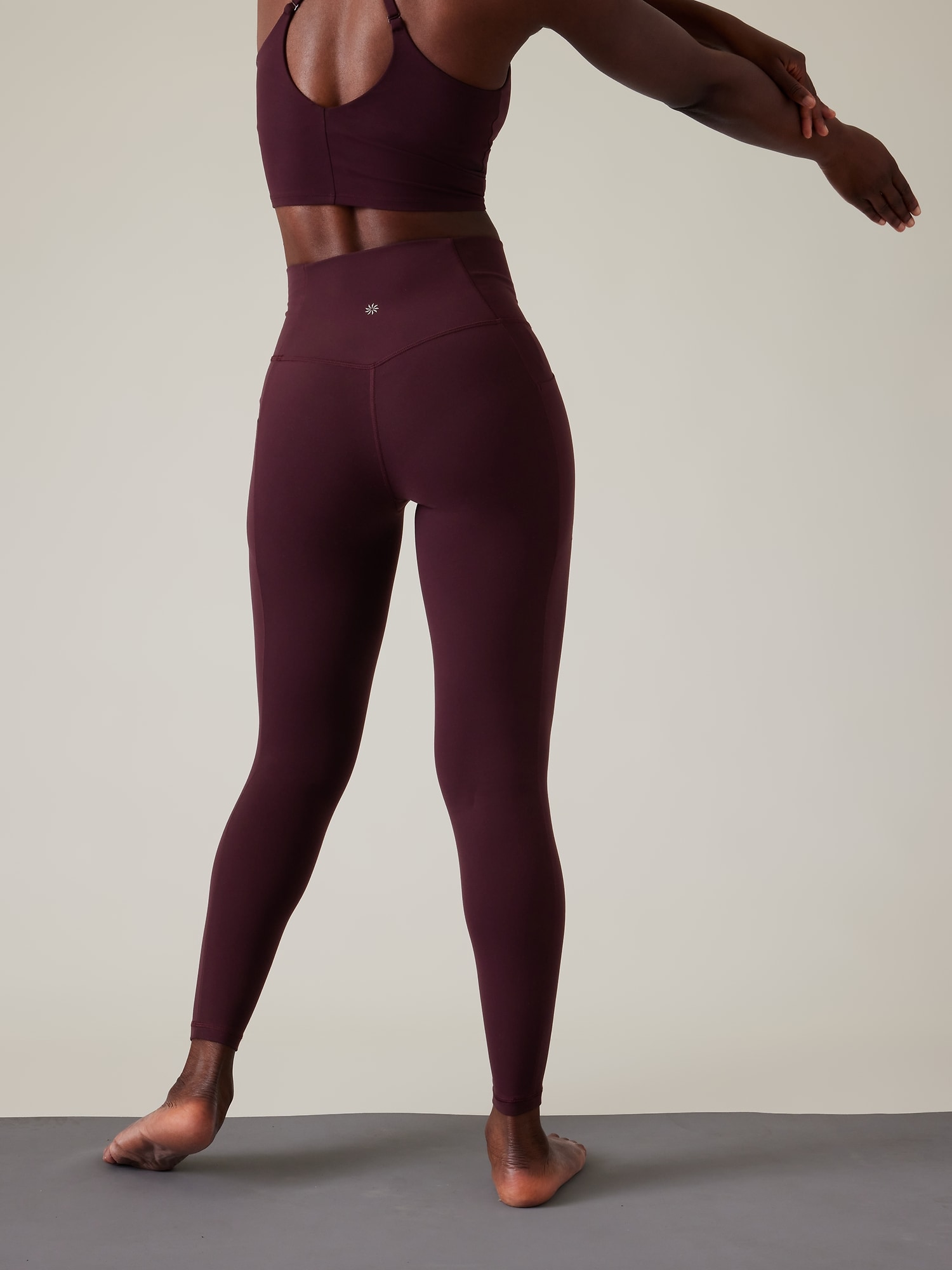 Women Two Tone Colors Waistband High Waist Tummy Control Yoga Leggings  32Inseam