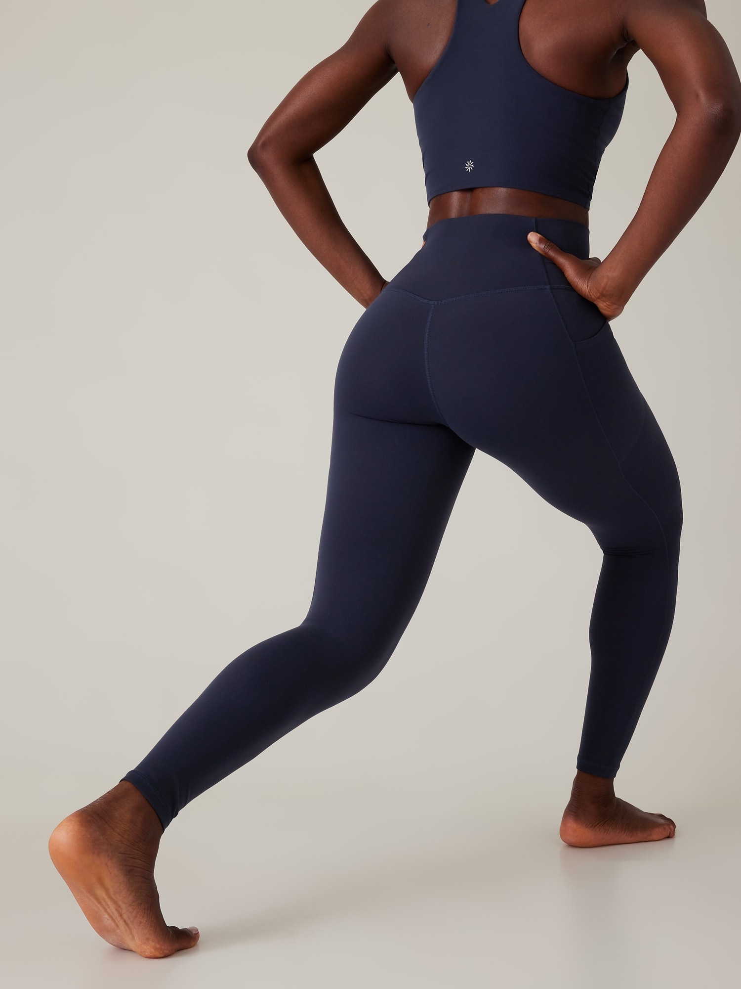 Athleta Womens Skirted Leggings Size Small Black Zip Back Pockets