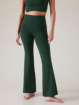 ATHLETA Yoga Pants Aura Split Pant Dark Green Powervita Fabric