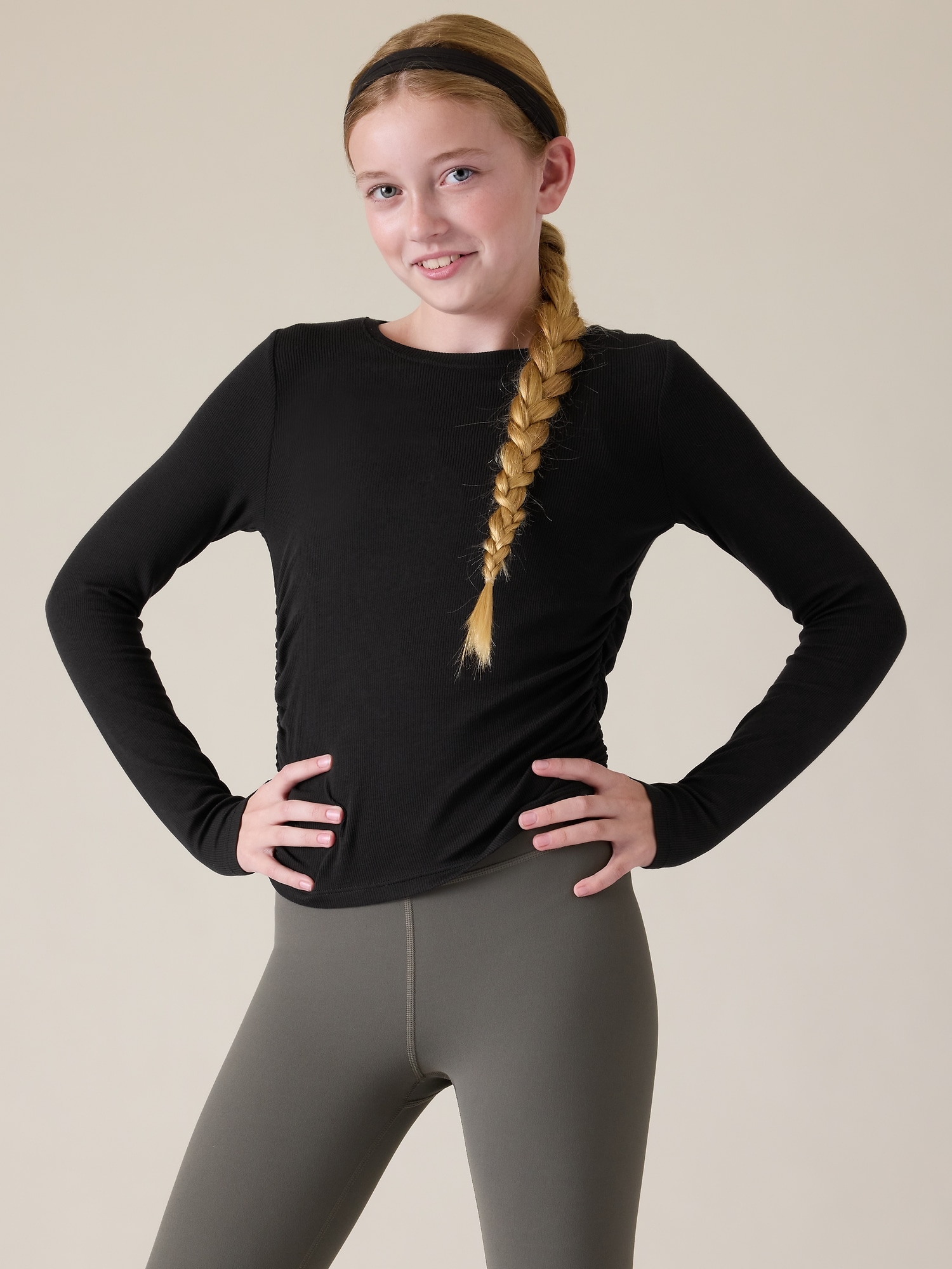 Athleta Girl Ready and Ruched Rib Top