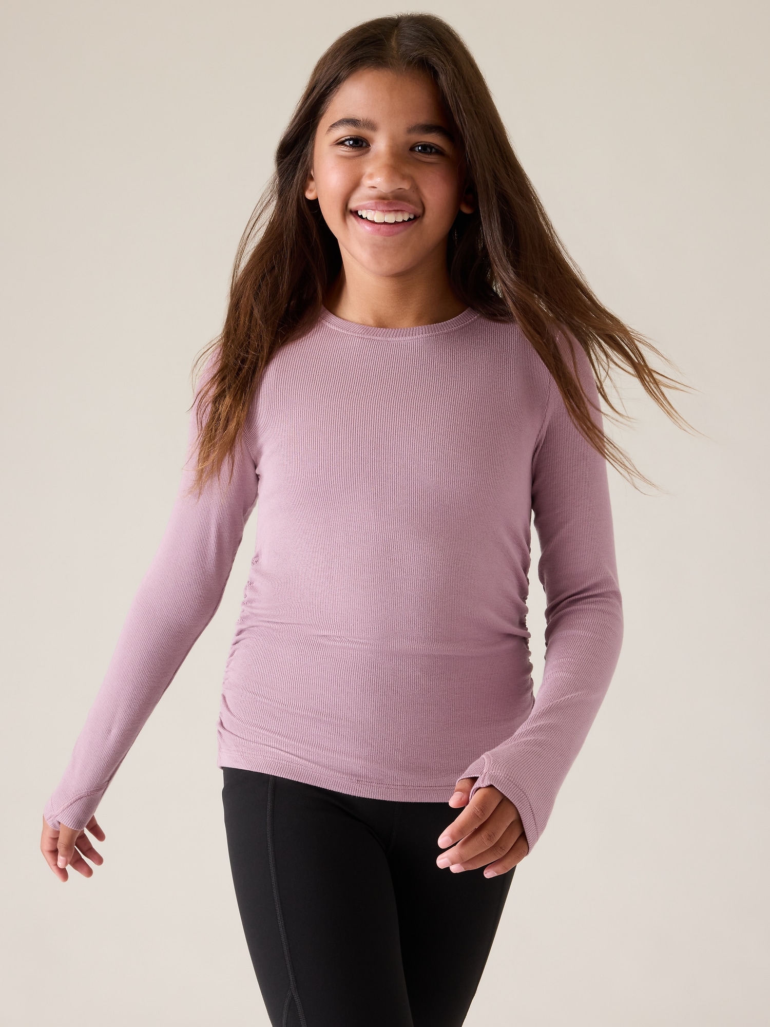 Athleta Girl Ready and Ruched Rib Top - Purple