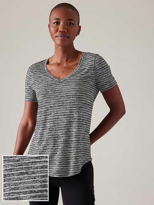 Image number 1 showing, Breezy Striped Scoop V Tee