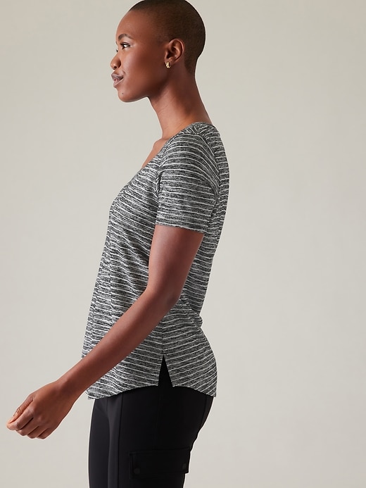 Image number 3 showing, Breezy Striped Scoop V Tee