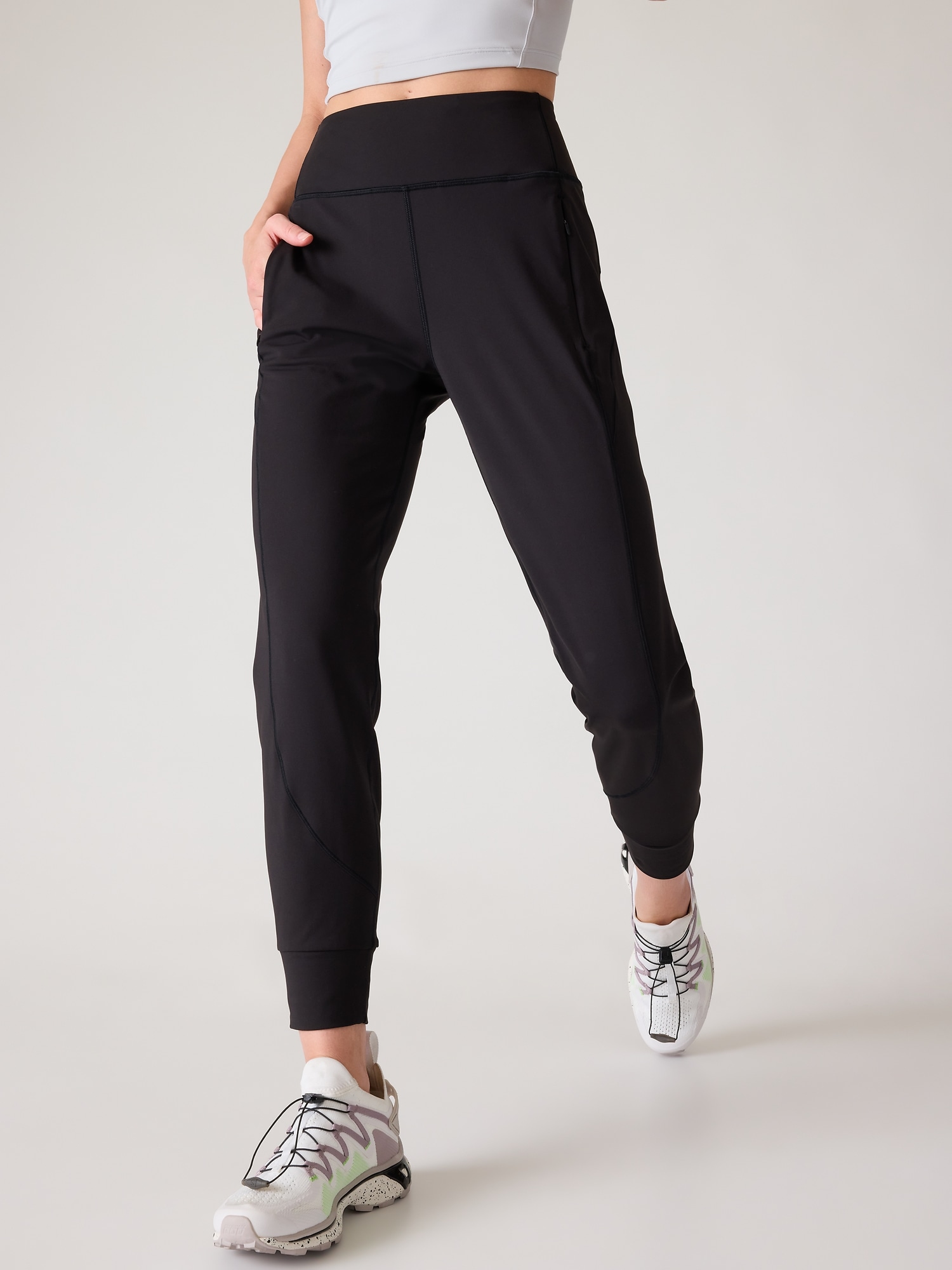 Buy Women Black Straight Fit Jogging Lower With Pockets - Global Republic