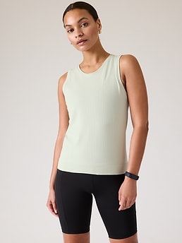 Athleta Ribbed Seamless Tank Top Womens Small 700036528 Perforated Stretch  Gray