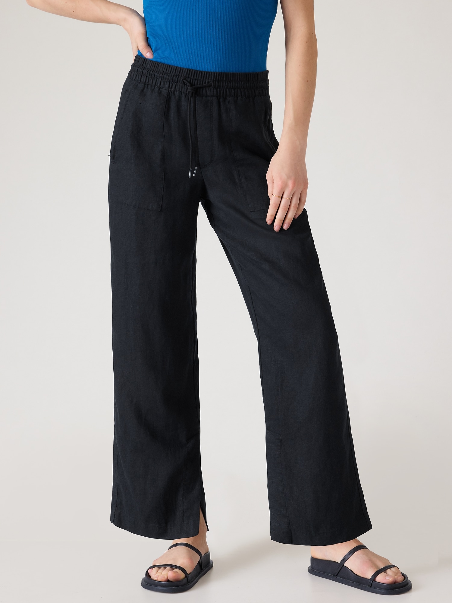 Belted black Lily wide-leg jean, Yoga Jeans, High Rise