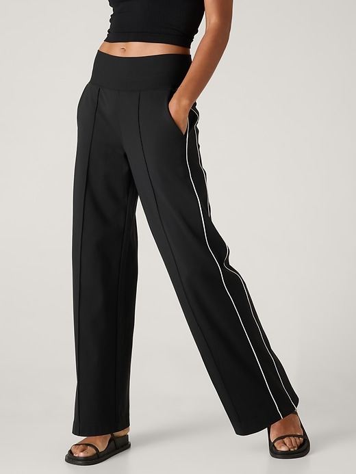 $118 ATHLETA - Black w/ White Stripes Meridian Wide Leg Pants - Women's  Small 🔥