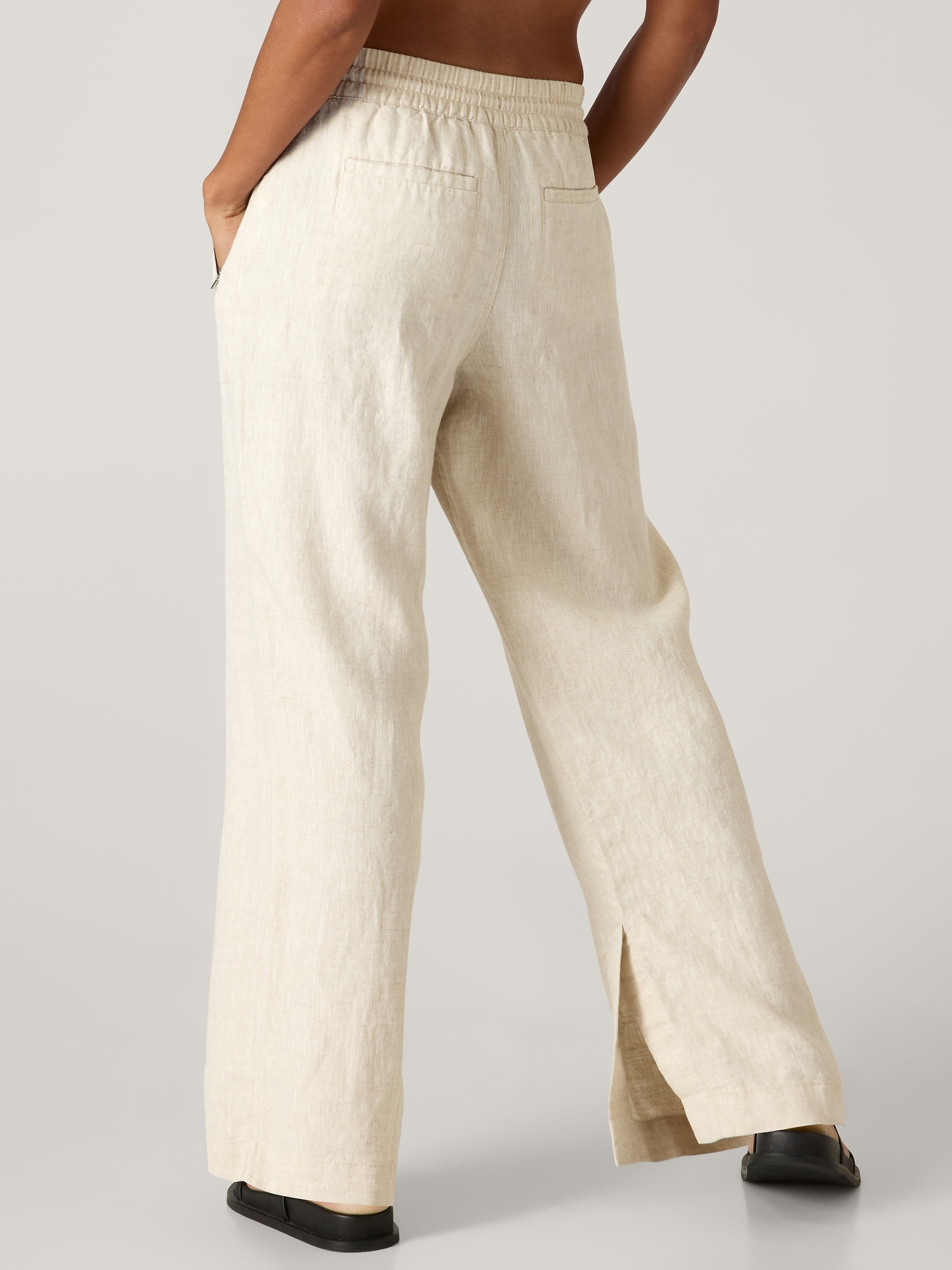 Wrap Linen Pants NASSAU in White Side Split Pants Wide Leg Pants High Rise  Elastic Waist Linen Trousers -  Canada