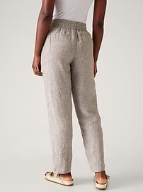 ATHLETA Bali Linen Ankle Pant, NWOT, Size 10, Flint Grey Heather, 100% Linen