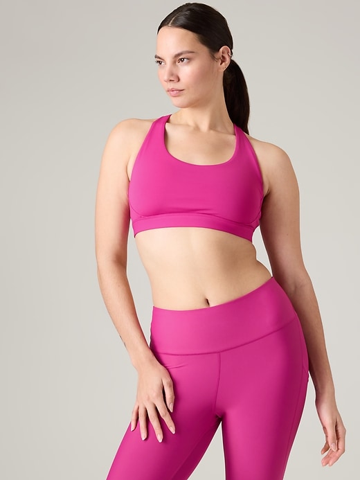 Athleta Womens sports bra size XS Pink Striped gym athletic racerback light