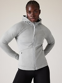 Athleta Heather Grey Vitamin Sea Full Zip Hooded Jacket Womens Size Medium