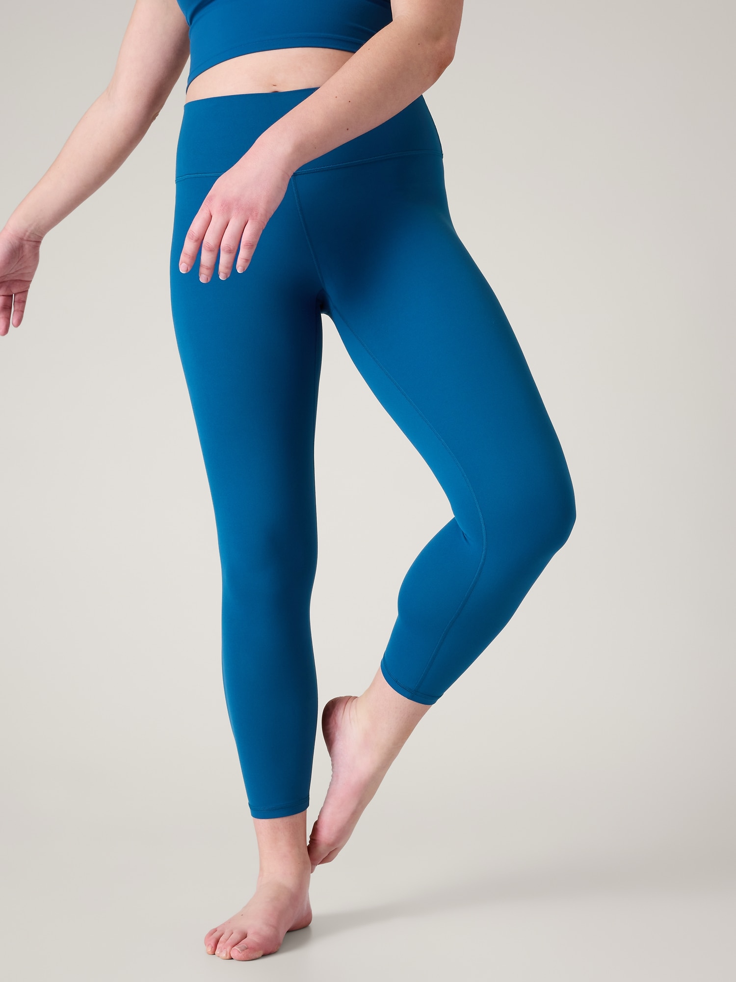 Women's High Waisted Everyday Active 7/8 Leggings - A New Day™ Light Blue M