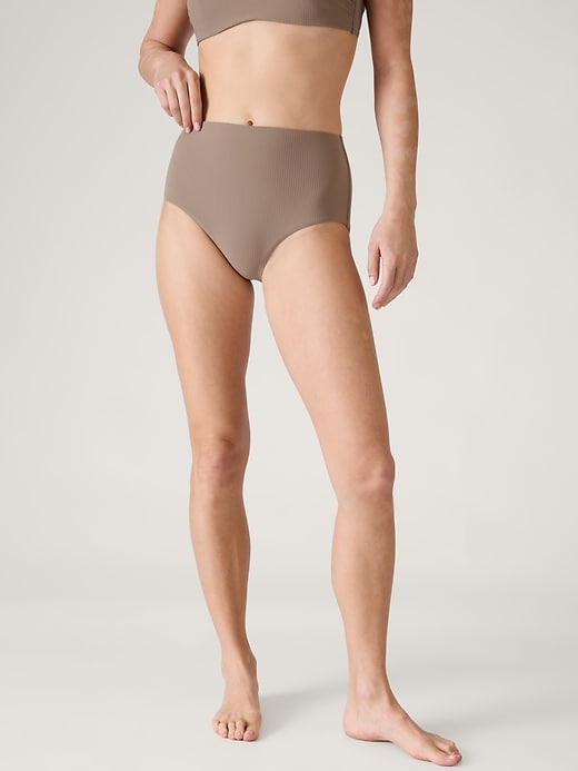 Image number 1 showing, High Waist Rib Swim Bottom