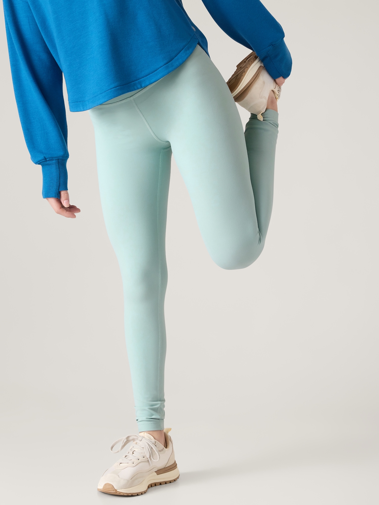 BUNDLE Athleta Girl Outfit, Powervita Chit Chat Tight + Cozy Printed  Sweatshirt
