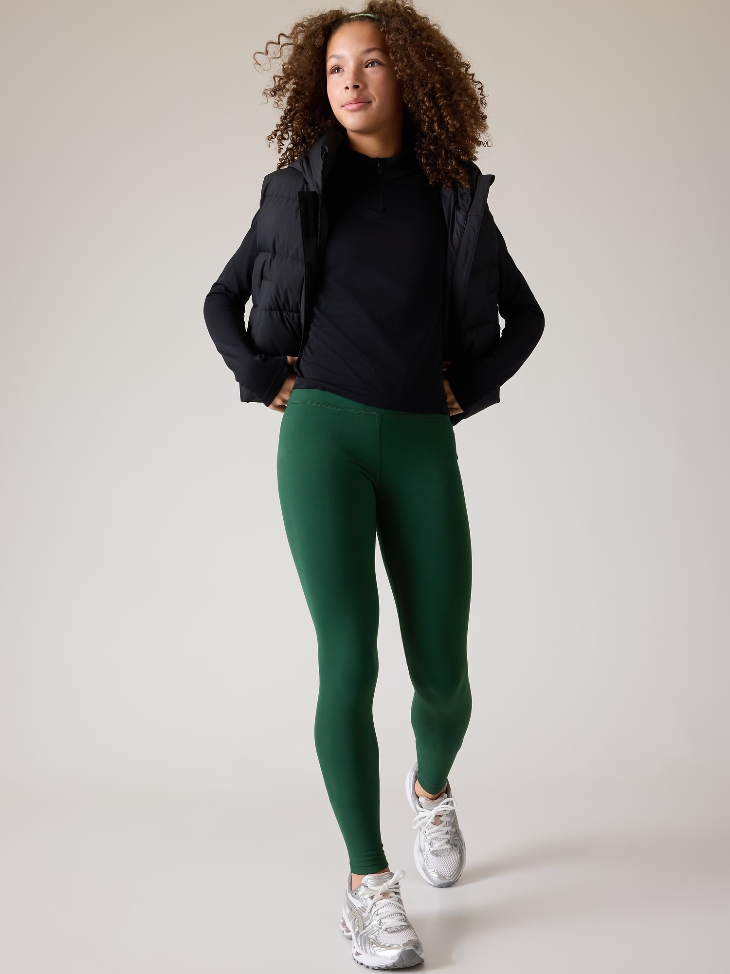 ATHLETA Drifter Tight Leggings Womens XL Black Powervita Zip Pocket Yoga  #964031