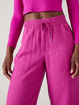 Linen trousers Athleta Black size 4 US in Linen - 27280349